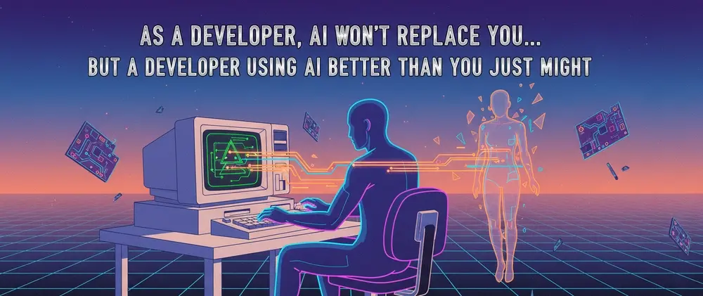 𝐀𝐬 𝐚 𝐝𝐞𝐯𝐞𝐥𝐨𝐩𝐞𝐫, 𝐀𝐈 𝐰𝐨𝐧'𝐭 𝐫𝐞𝐩𝐥𝐚𝐜𝐞 𝐲𝐨𝐮... 𝐁𝐮𝐭 𝐚 𝐝𝐞𝐯𝐞𝐥𝐨𝐩𝐞𝐫 𝐮𝐬𝐢𝐧𝐠 𝐀𝐈 𝐛𝐞𝐭𝐭𝐞𝐫 𝐭𝐡𝐚𝐧 𝐲𝐨𝐮 𝐣𝐮𝐬𝐭 𝐦𝐢𝐠𝐡𝐭.